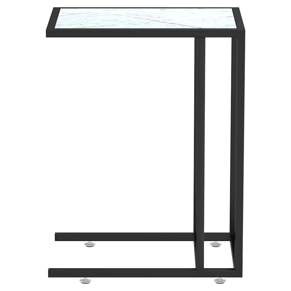 Mesa apoio computador mármore branco 50x35x65cm vidro temperado
