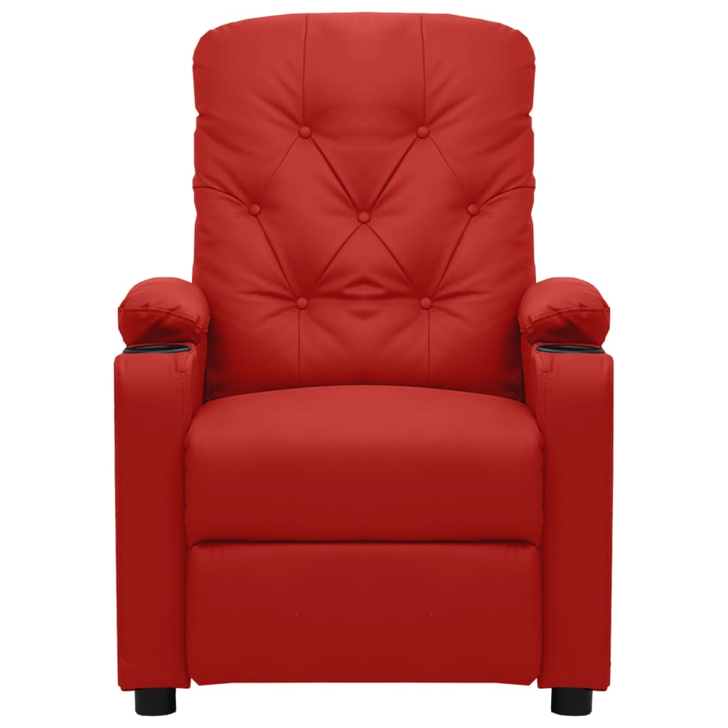 Poltrona reclinável elétrica couro artificial vermelho tinto