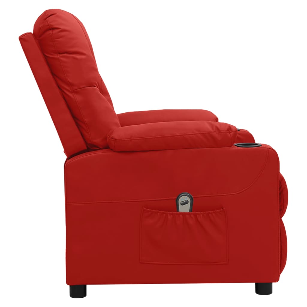 Poltrona reclinável elétrica couro artificial vermelho tinto