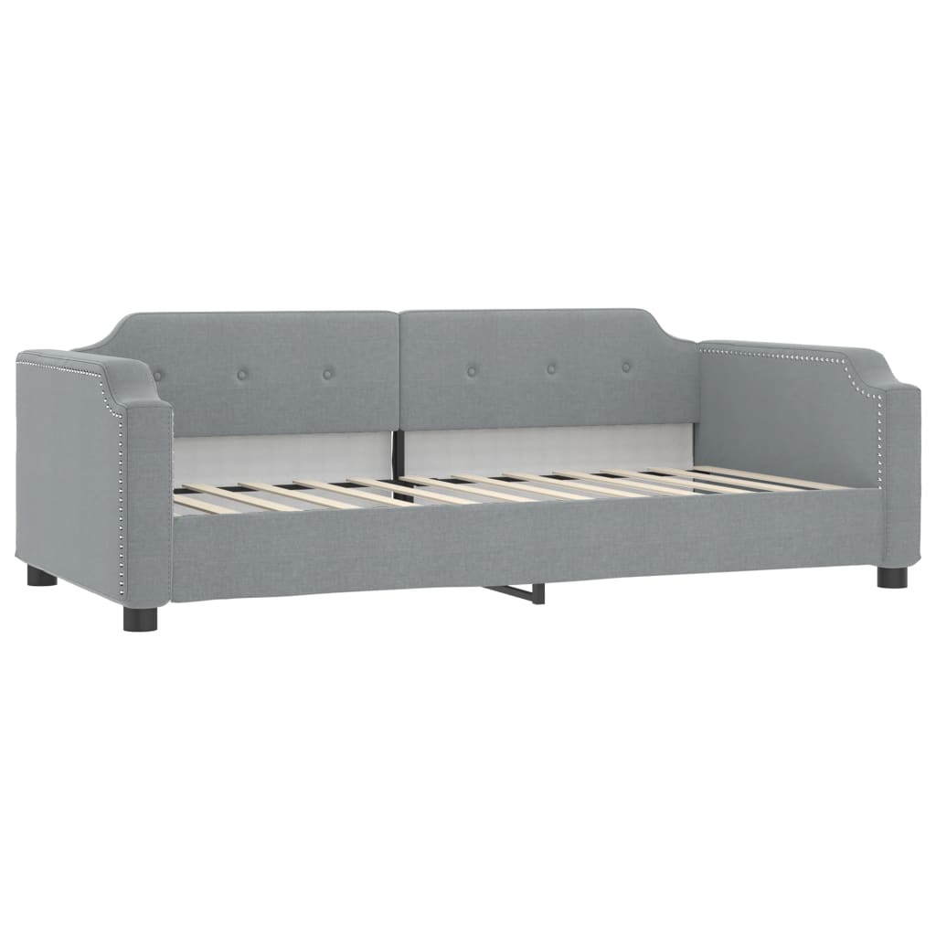 Sofá-cama com colchão 100x200 cm tecido cinzento-claro
