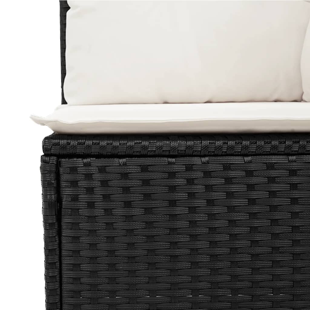 6 Pcs conjunto sofás de jardim c/ almofadões vime PE preto