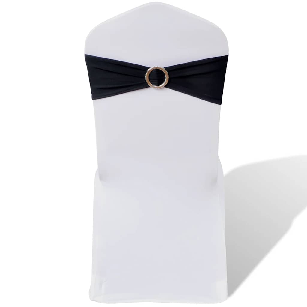 Banda decorativa para cadeira, elástico, em preto com fivela diamante