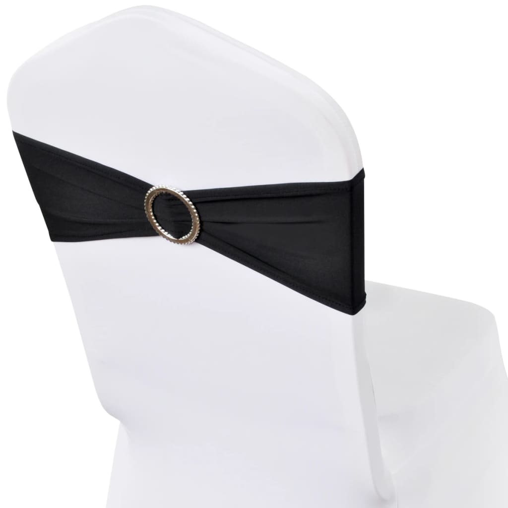 Banda decorativa para cadeira, elástico, em preto com fivela diamante