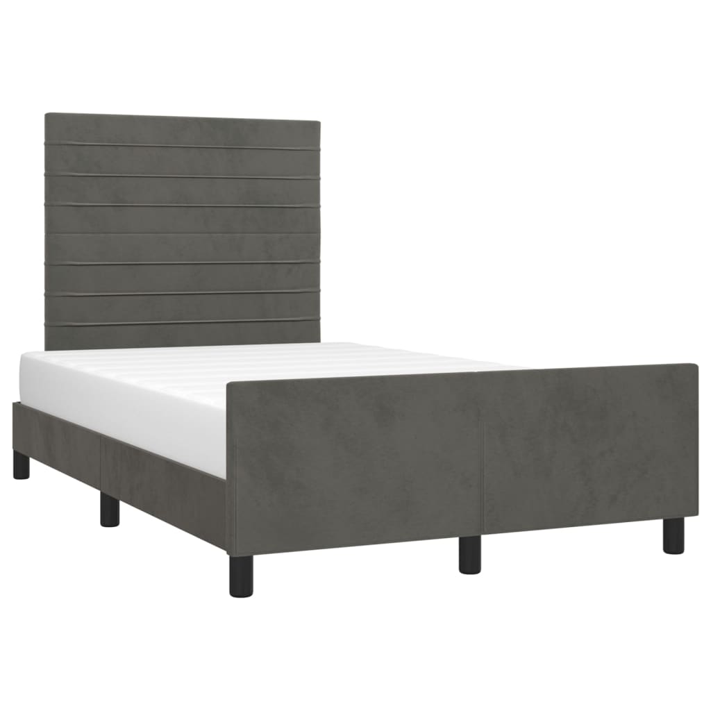 Estrutura de cama sem colchão 120x200 cm veludo cinzento-escuro