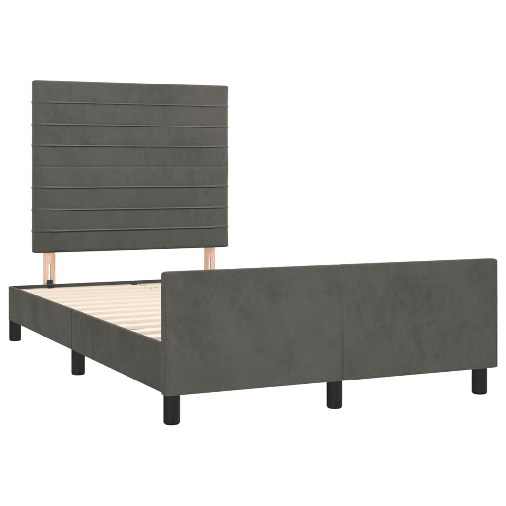 Estrutura de cama sem colchão 120x200 cm veludo cinzento-escuro