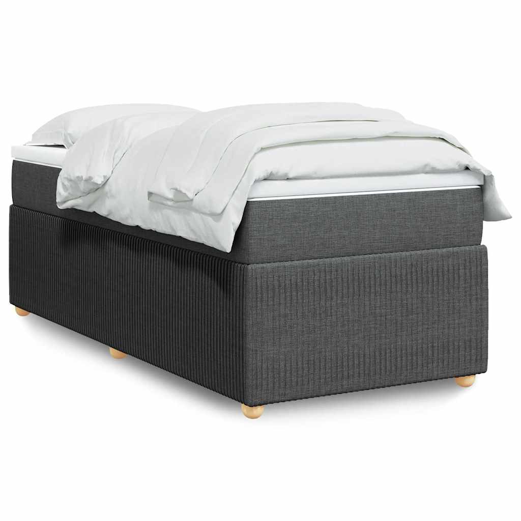 Cama com molas/colchão 100x200 cm tecido cinza-escuro