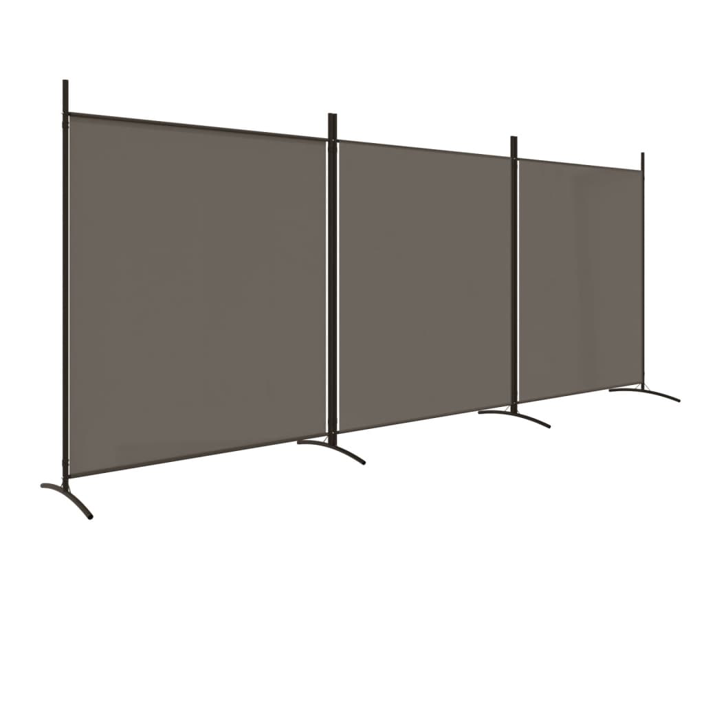 Divisória de quarto com 3 painéis 525x180 cm tecido antracite
