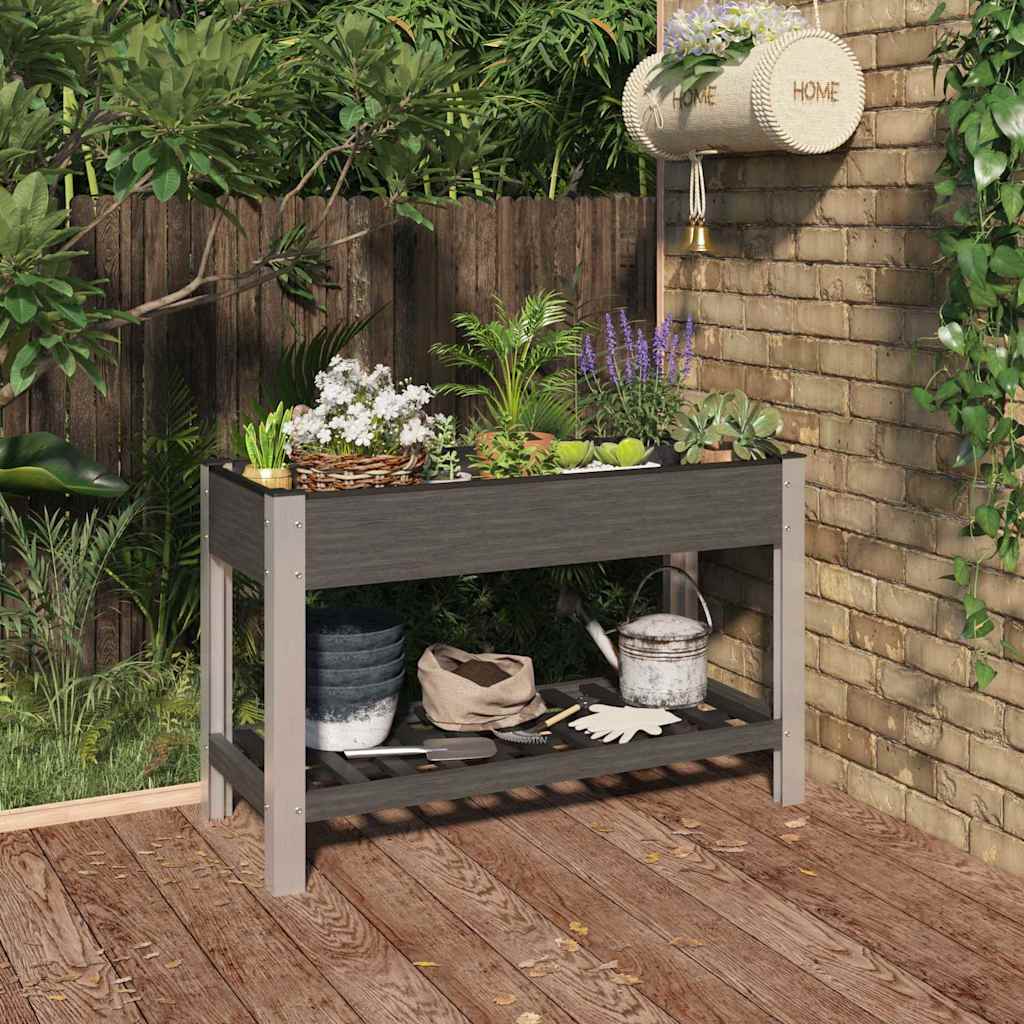 Canteiro elevado jardim c/ prateleira 120x50x75 cm wpc cinzento