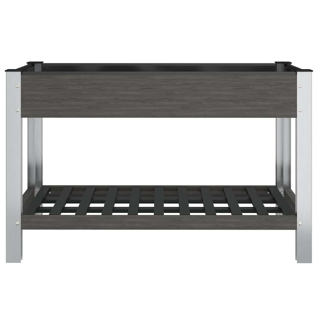 Canteiro elevado jardim c/ prateleira 120x50x75 cm wpc cinzento