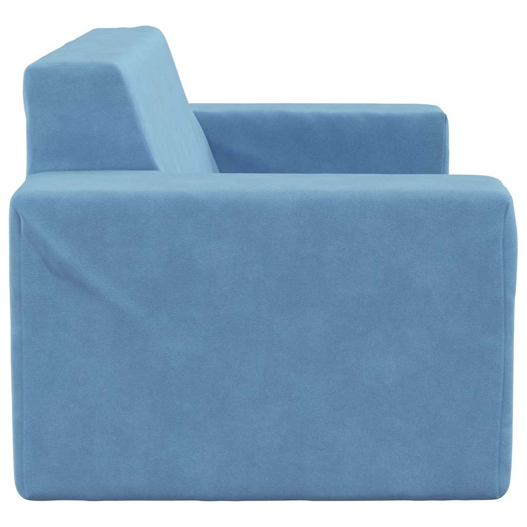 Sofá infantil de 2 lugares pelúcia azul