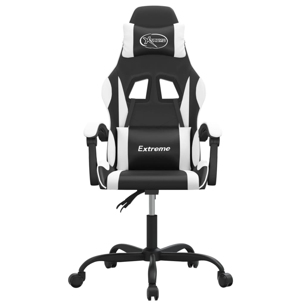 Cadeira gaming couro artificial preto e branco