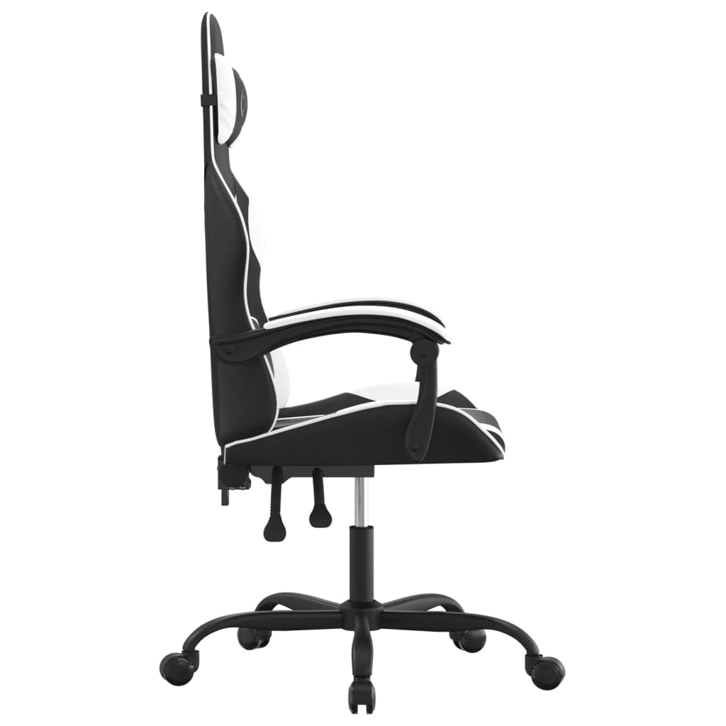 Cadeira gaming couro artificial preto e branco