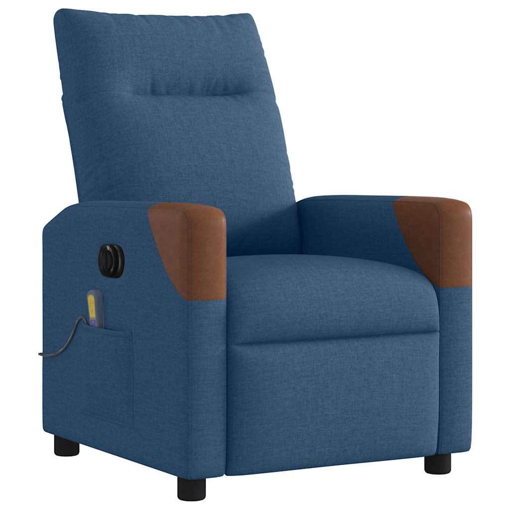 Poltrona de massagens reclinável elétrica tecido azul