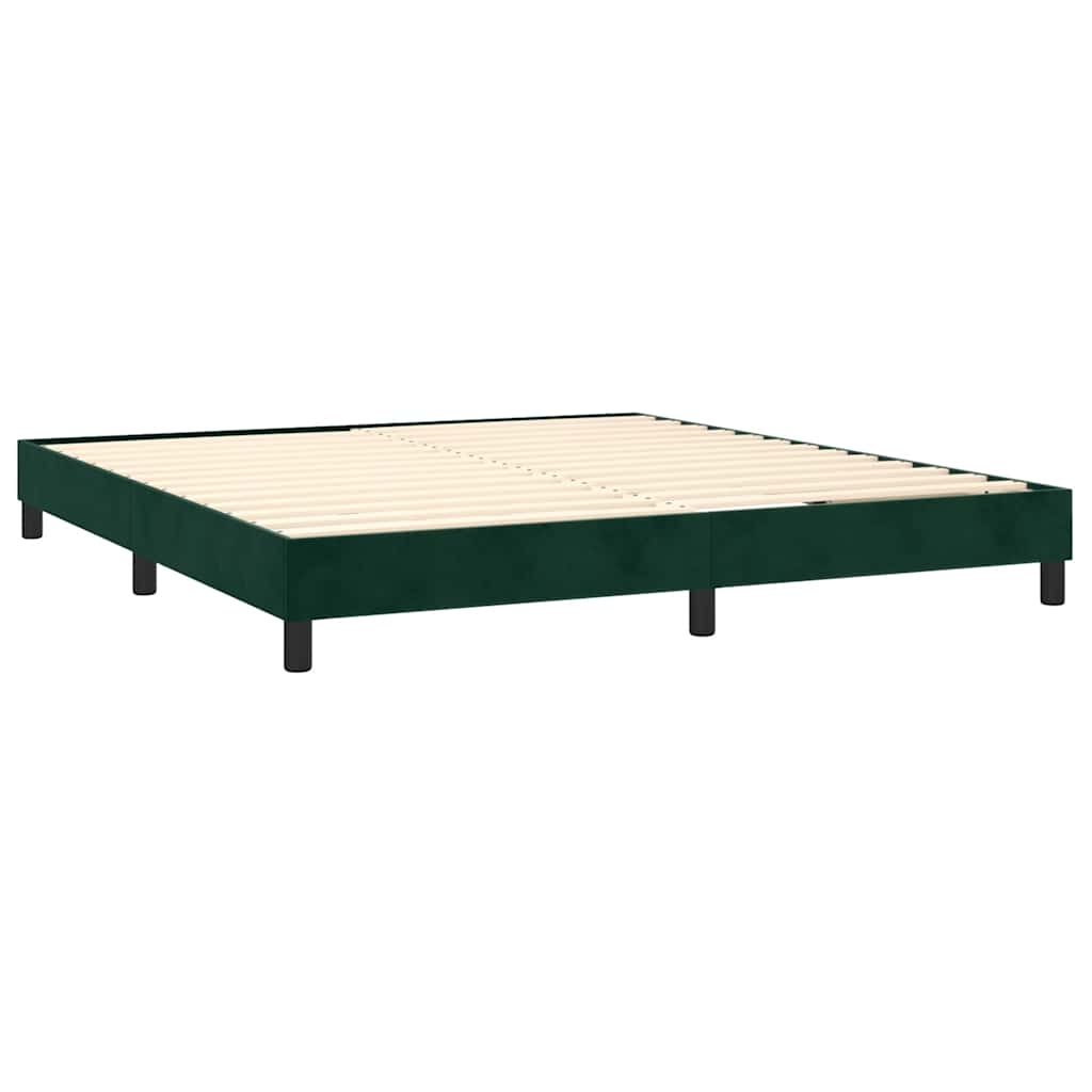 Cama com molas/colchão 180x200 cm veludo verde-escuro