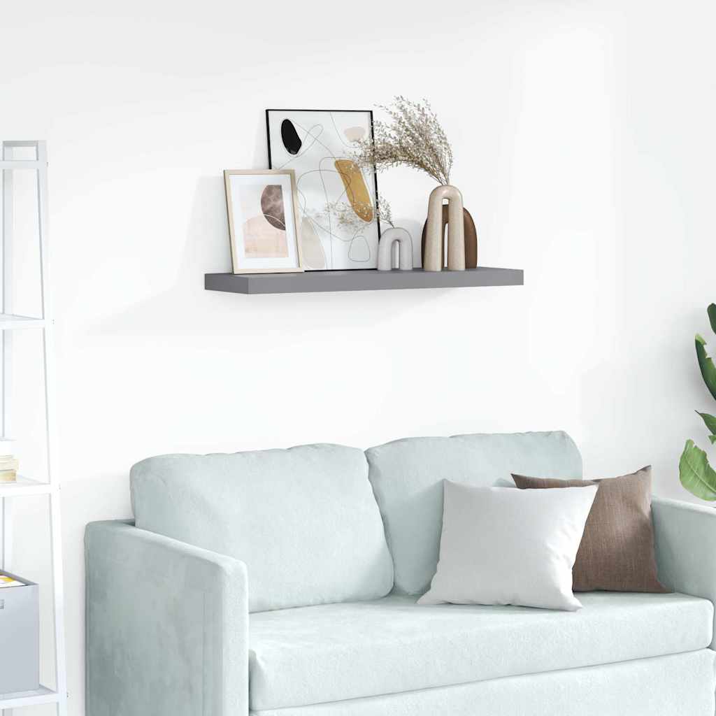 Prateleira de parede suspensa 80x23,5x3,8 cm MDF cinzento