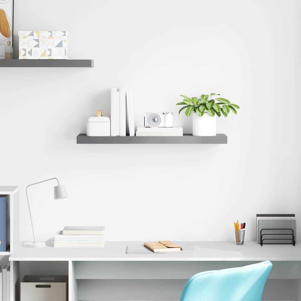 Prateleira de parede suspensa 80x23,5x3,8 cm MDF cinzento