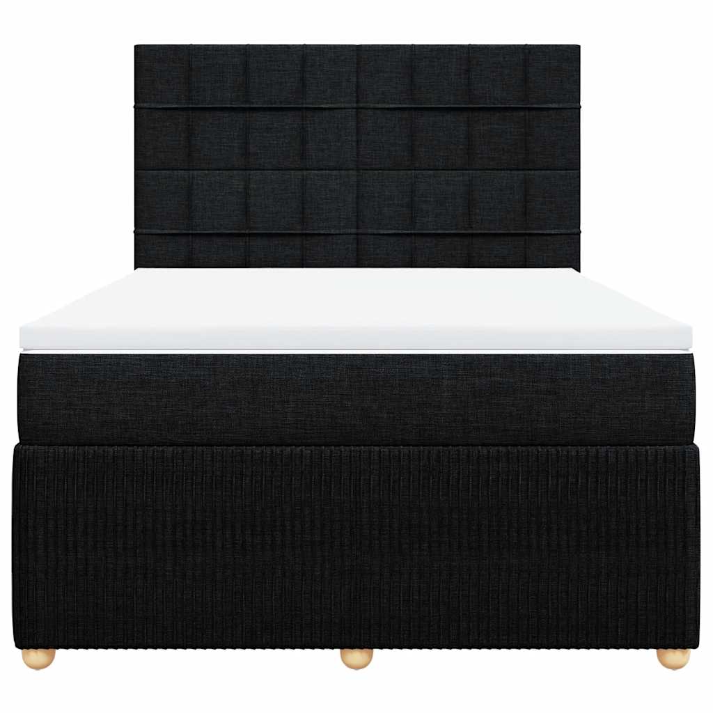 Cama com molas/colchão 140x200 cm tecido preto
