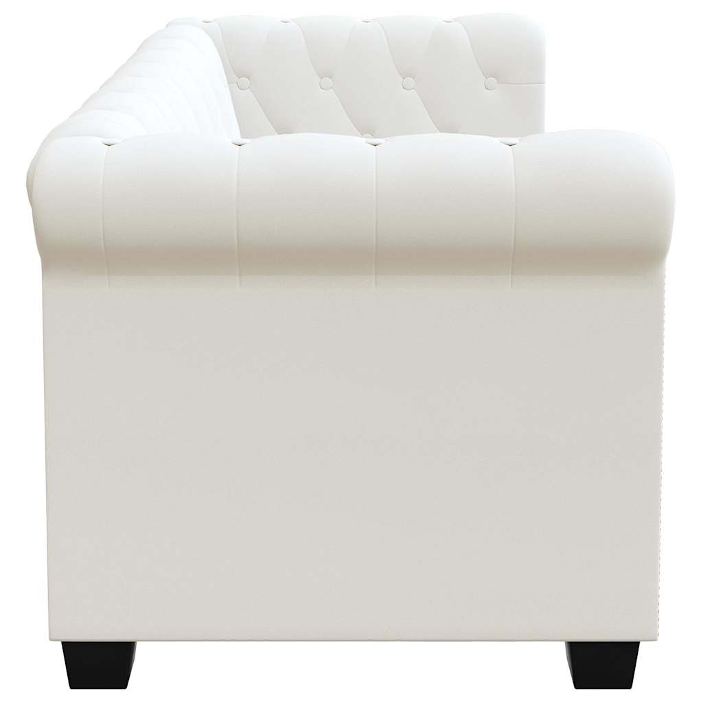 Sofá chesterfield de 2 lugares em couro artificial branco
