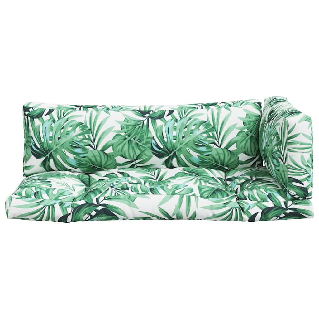 Almofadões para sofá de paletes 3 pcs tecido padrão de folhas