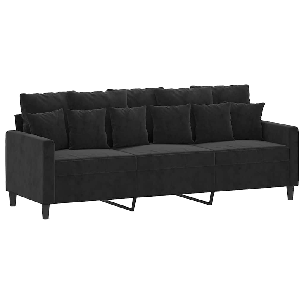 4 Pcs conjunto de sofás com almofadões veludo preto