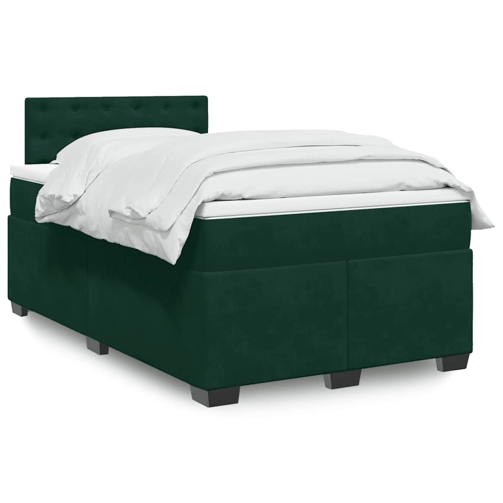 Cama com molas/colchão 140x190 cm veludo verde-escuro