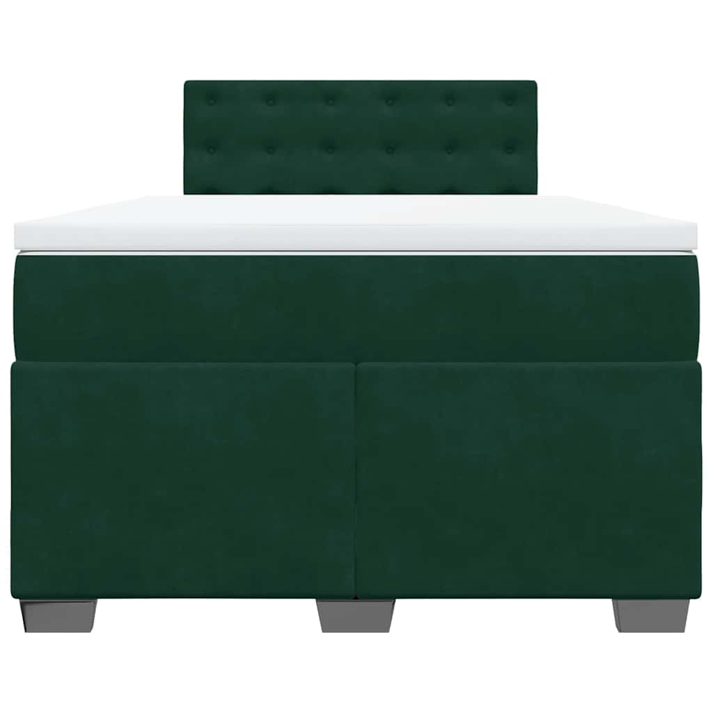 Cama com molas/colchão 140x190 cm veludo verde-escuro