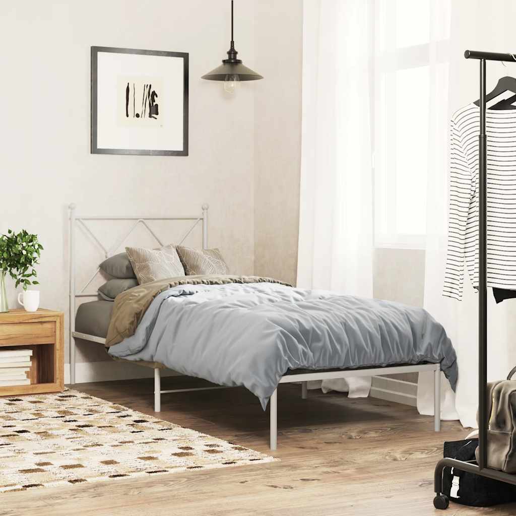 Estrutura de cama com cabeceira 80x200 cm metal branco