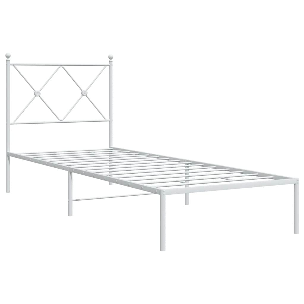 Estrutura de cama com cabeceira 80x200 cm metal branco