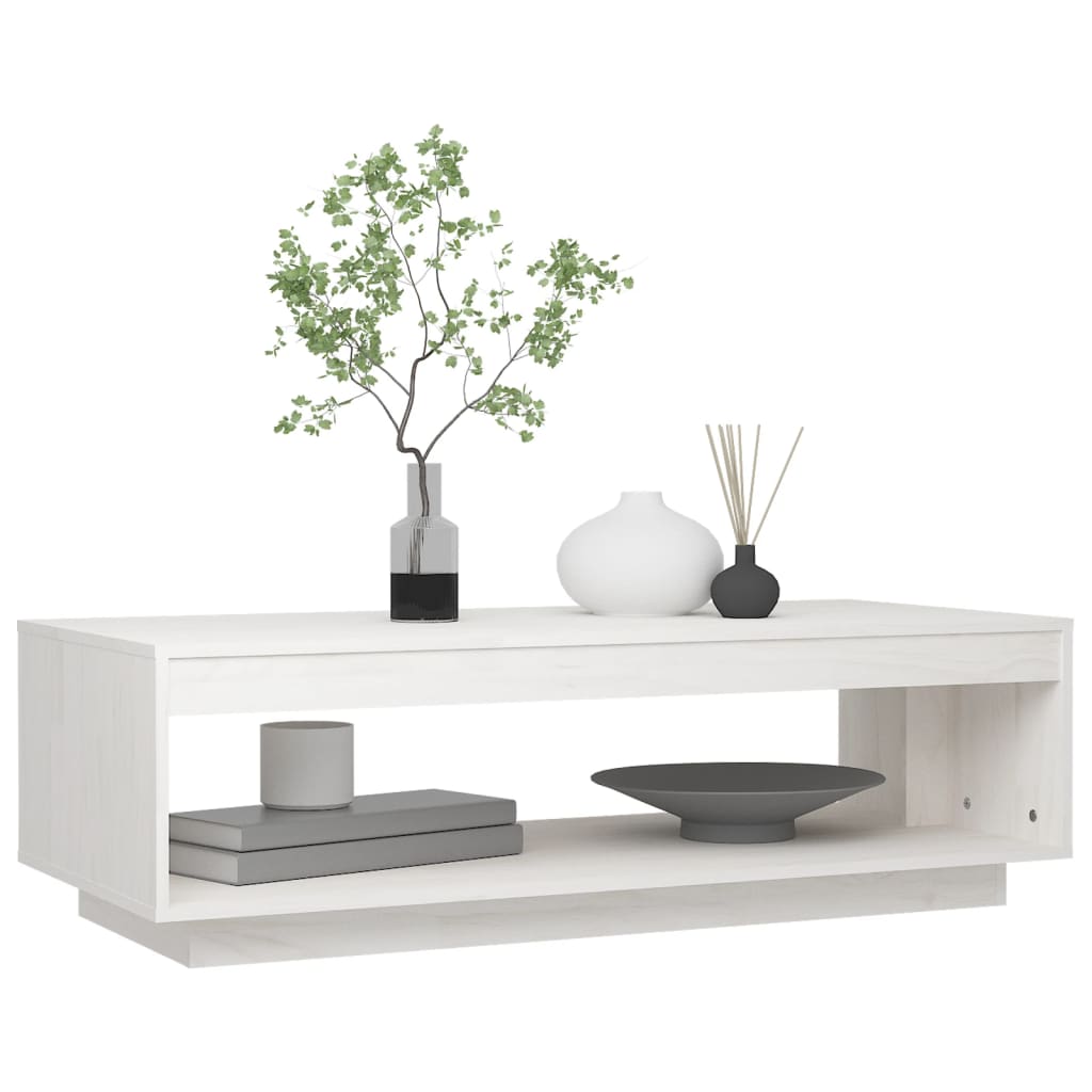 Mesa de centro 110x50x33,5 cm madeira de pinho maciça branco