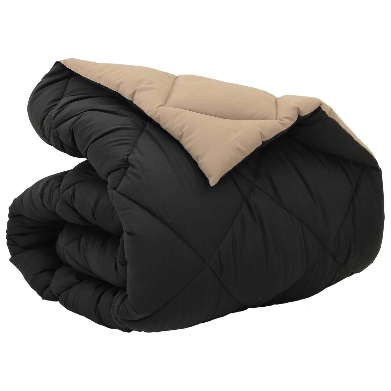 Edredom de inverno 135 x 200 cm 450 gsm preto e taupe