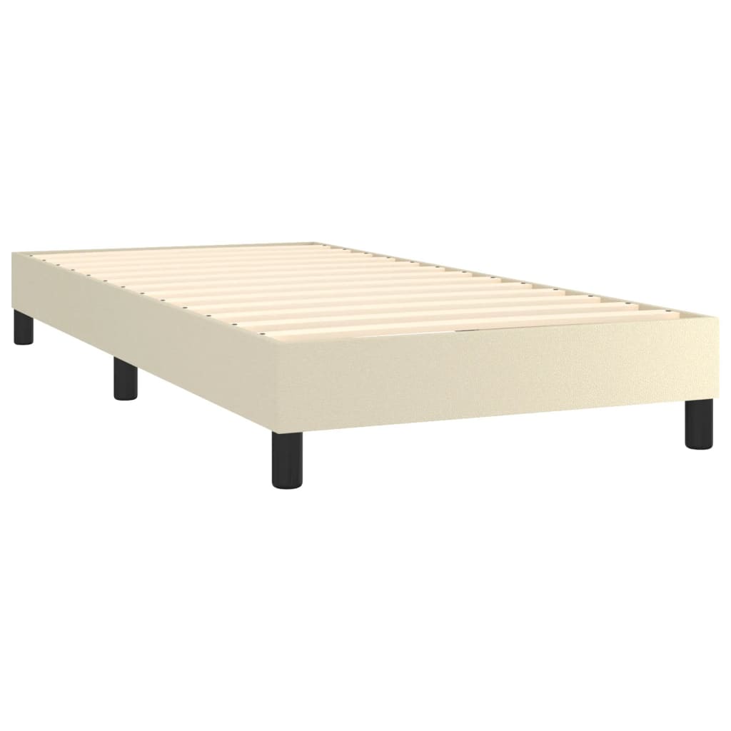 Estrutura de cama com molas 80x200 cm couro artificial cor creme