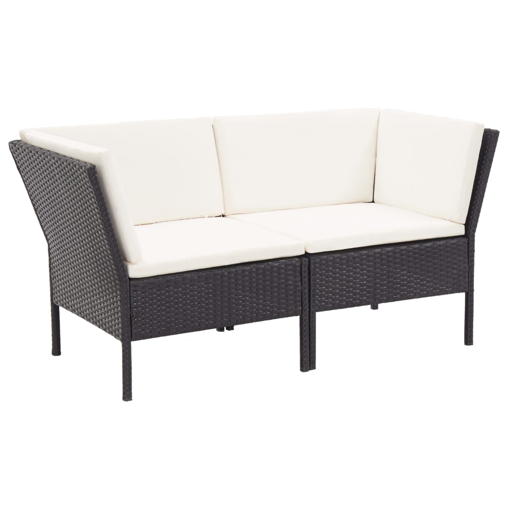 8 Pcs conjunto lounge de jardim c/ almofadões vime PE preto