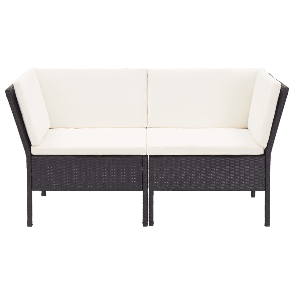 8 Pcs conjunto lounge de jardim c/ almofadões vime PE preto