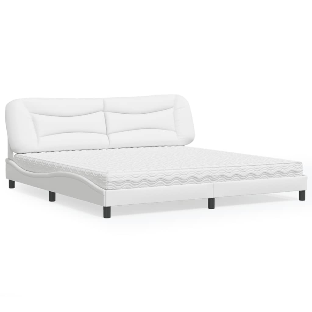 Cama com colchão hvar 200x200 cm couro artificial branco