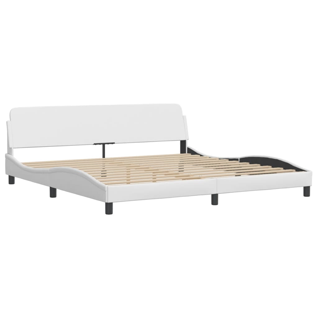 Cama com colchão hvar 200x200 cm couro artificial branco