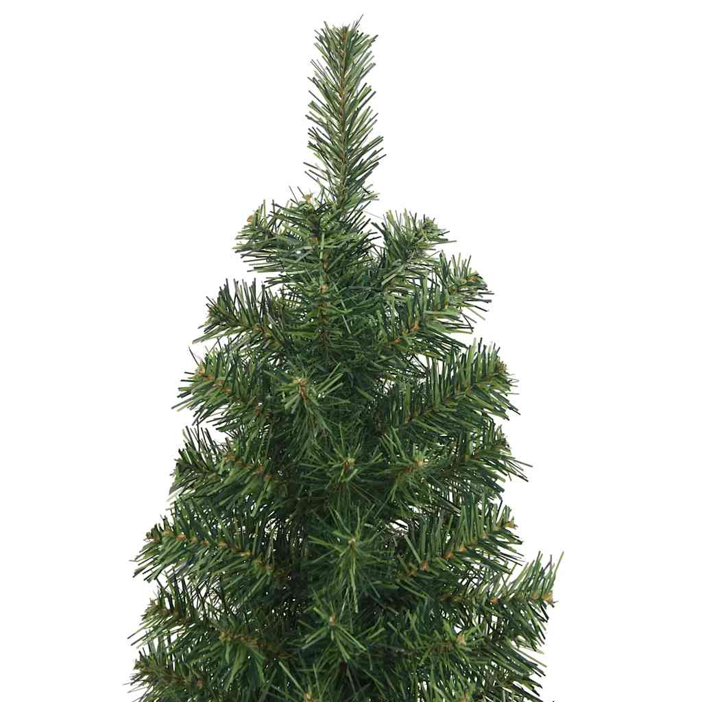 Árvore de natal artificial fina com suporte 240 cm PVC verde