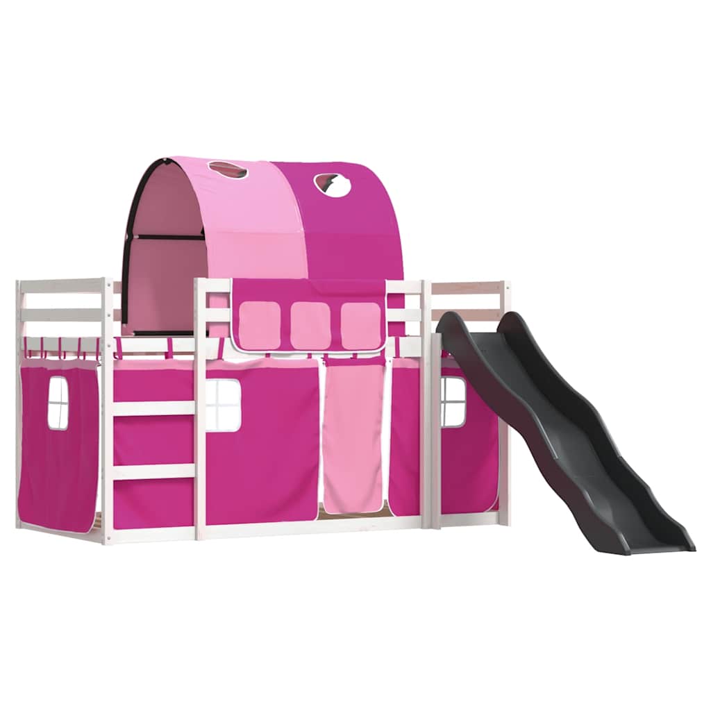 Beliche com escorrega e cortinas 90x200 cm rosa