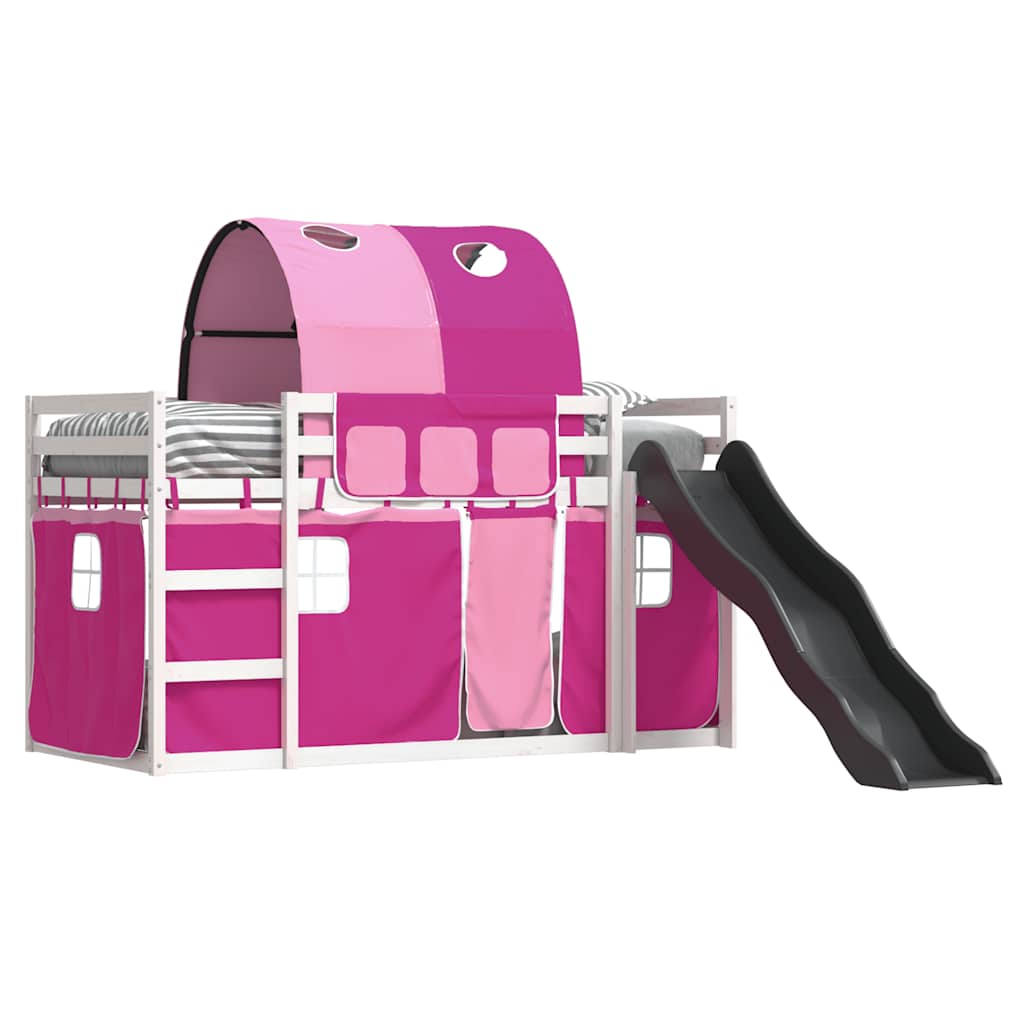 Beliche com escorrega e cortinas 90x200 cm rosa