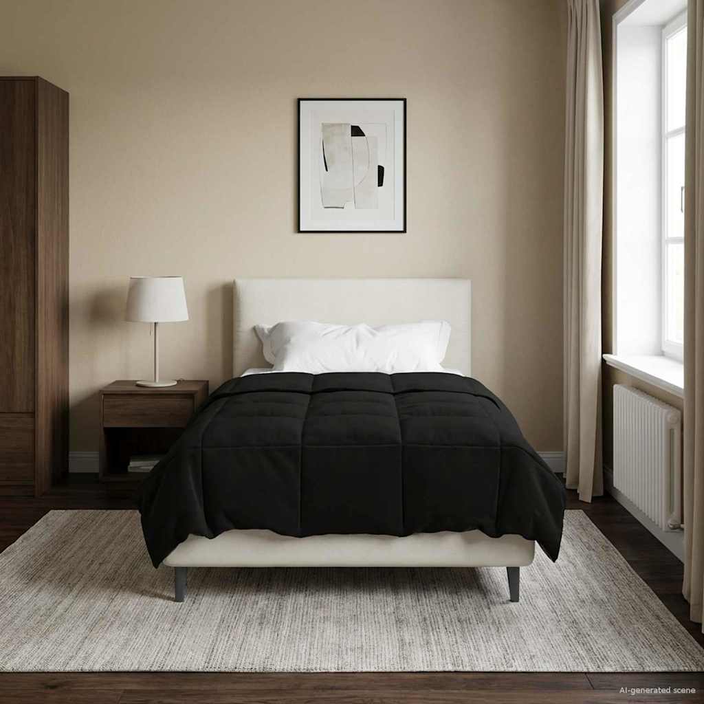 Edredom de verão simples preto 135 x 220 cm microfibra