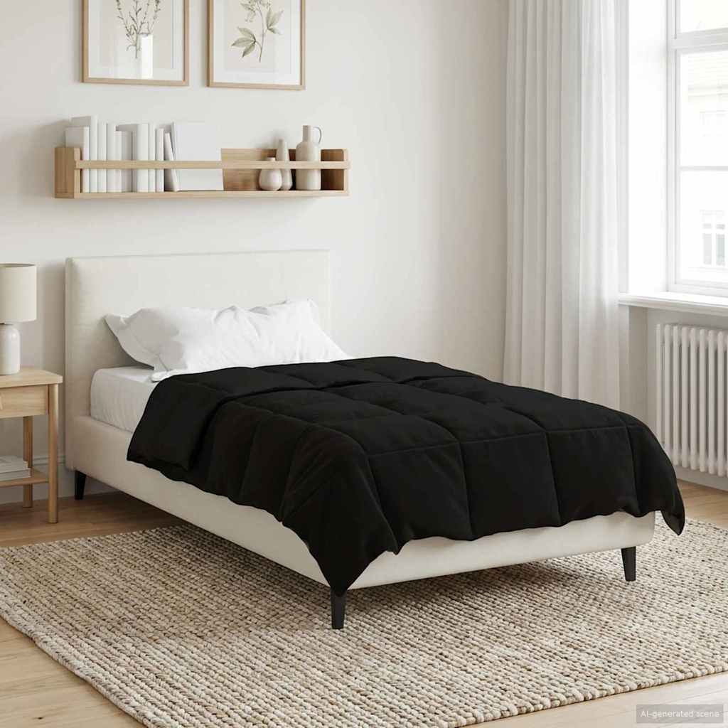 Edredom de verão simples preto 135 x 220 cm microfibra