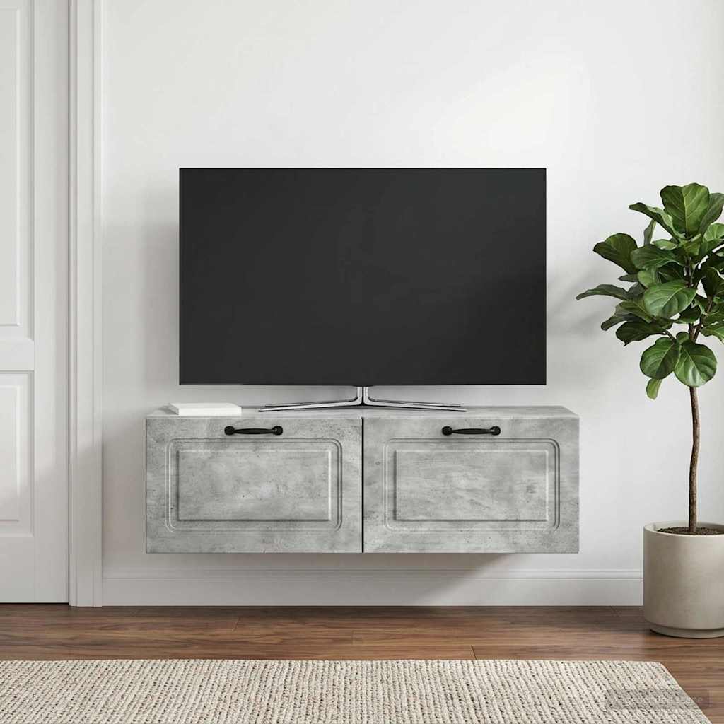 Gabinete de TV de parede cinzento cimento 98 x 31 x 30 cm