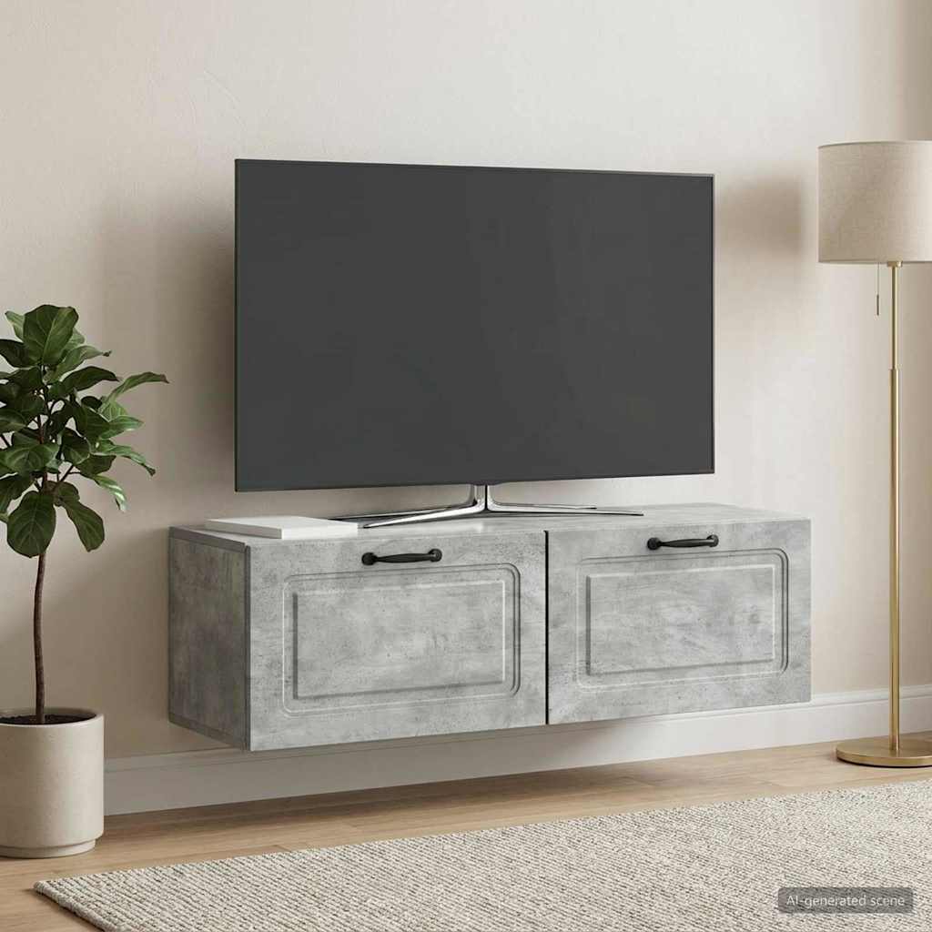 Gabinete de TV de parede cinzento cimento 98 x 31 x 30 cm