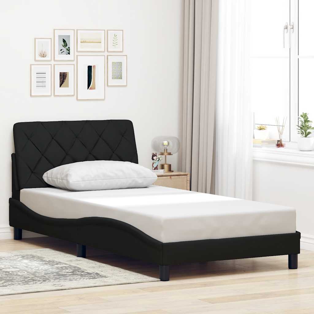 Estrutura de cama com LED sem colchão 100x200 cm tecido preto