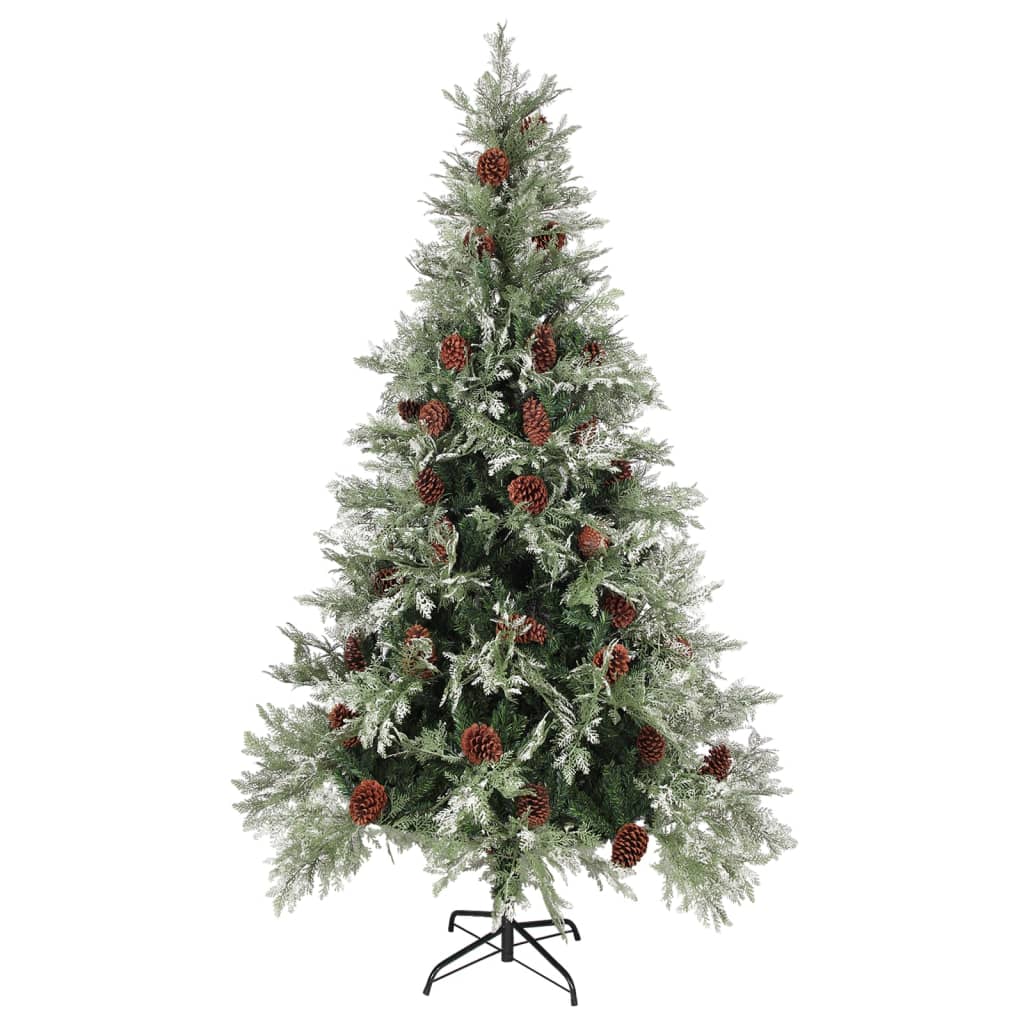 Árvore de natal com pinhas 195 cm PVC e PE verde e branco