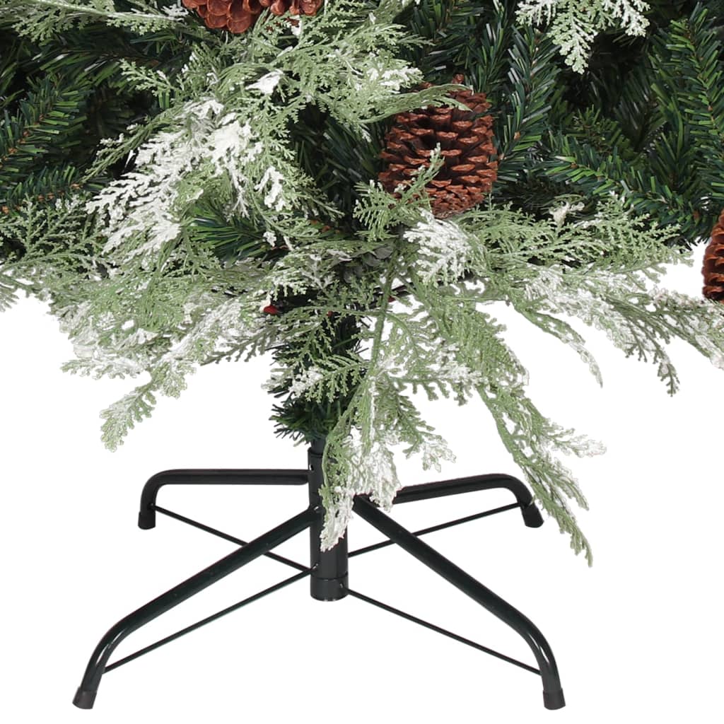Árvore de natal com pinhas 195 cm PVC e PE verde e branco