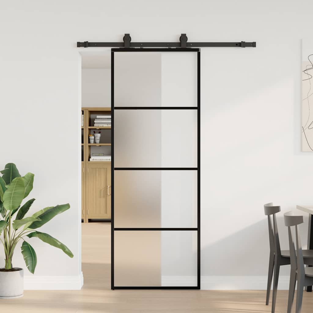 Porta deslizante c/ conj. ferragens 76x205cm vidro esg preto