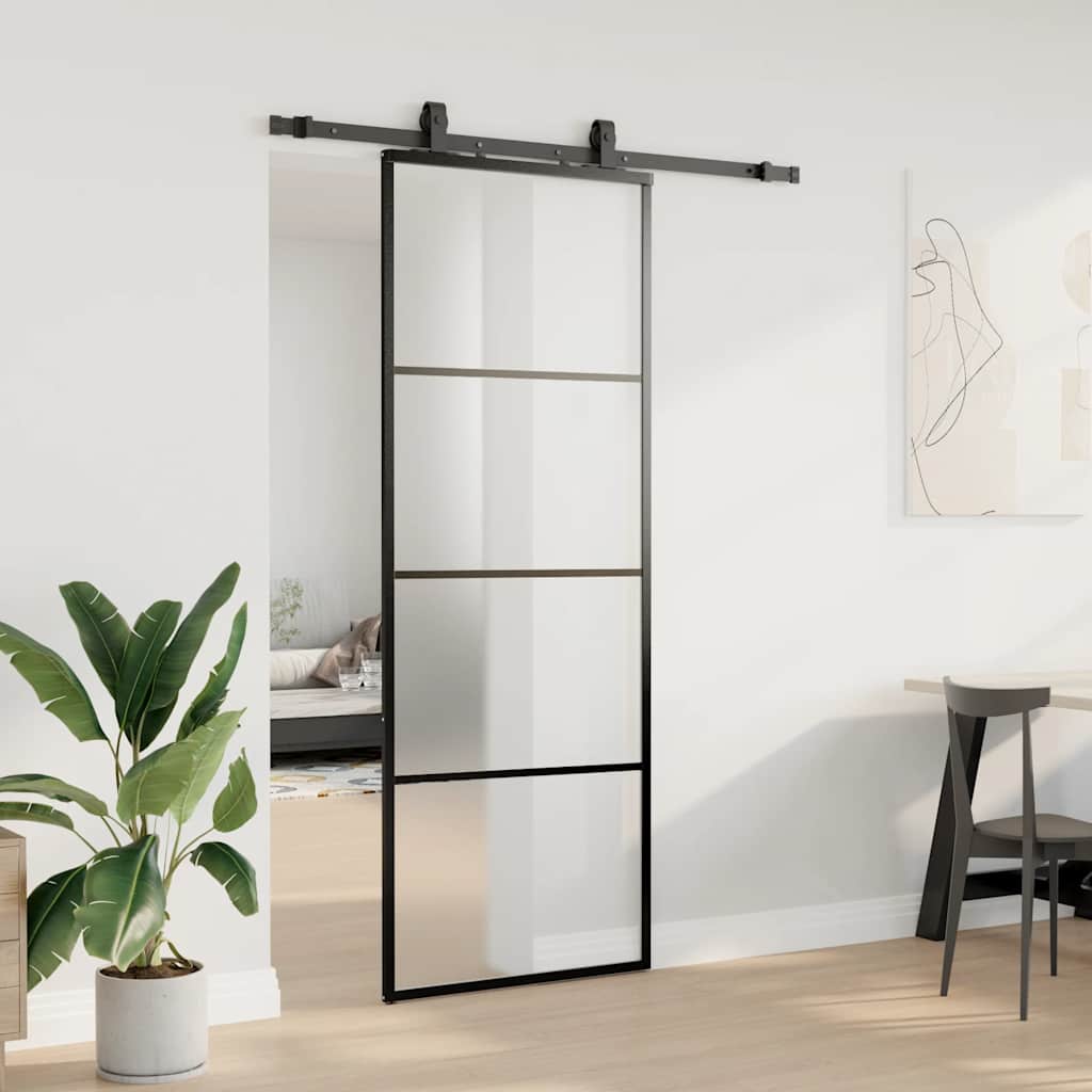 Porta deslizante c/ conj. ferragens 76x205cm vidro esg preto
