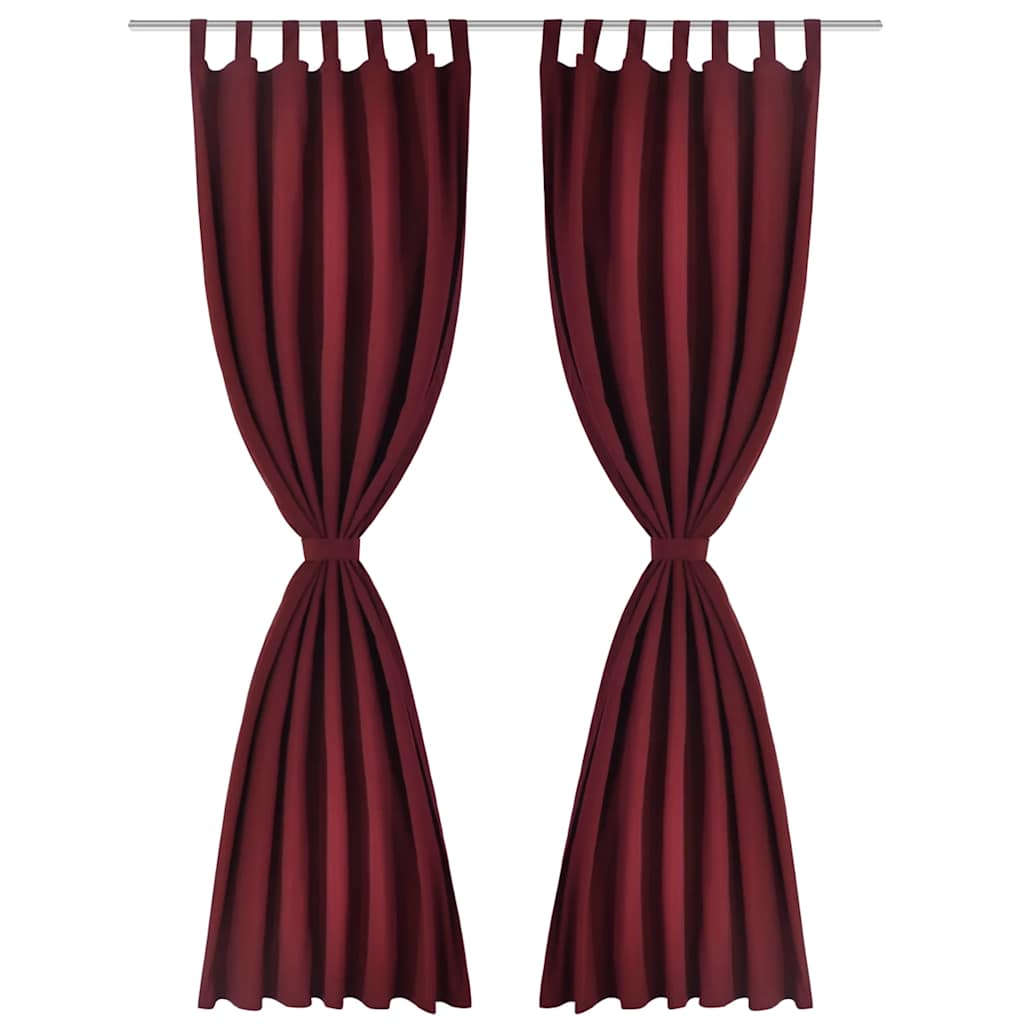 Cortinas de cetim + presilhas 2 pcs, bordeaux 140 x 175 cm