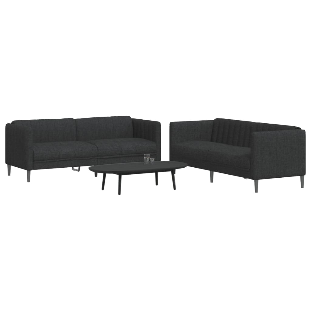 2 Pcs conjunto de sofás tecido preto