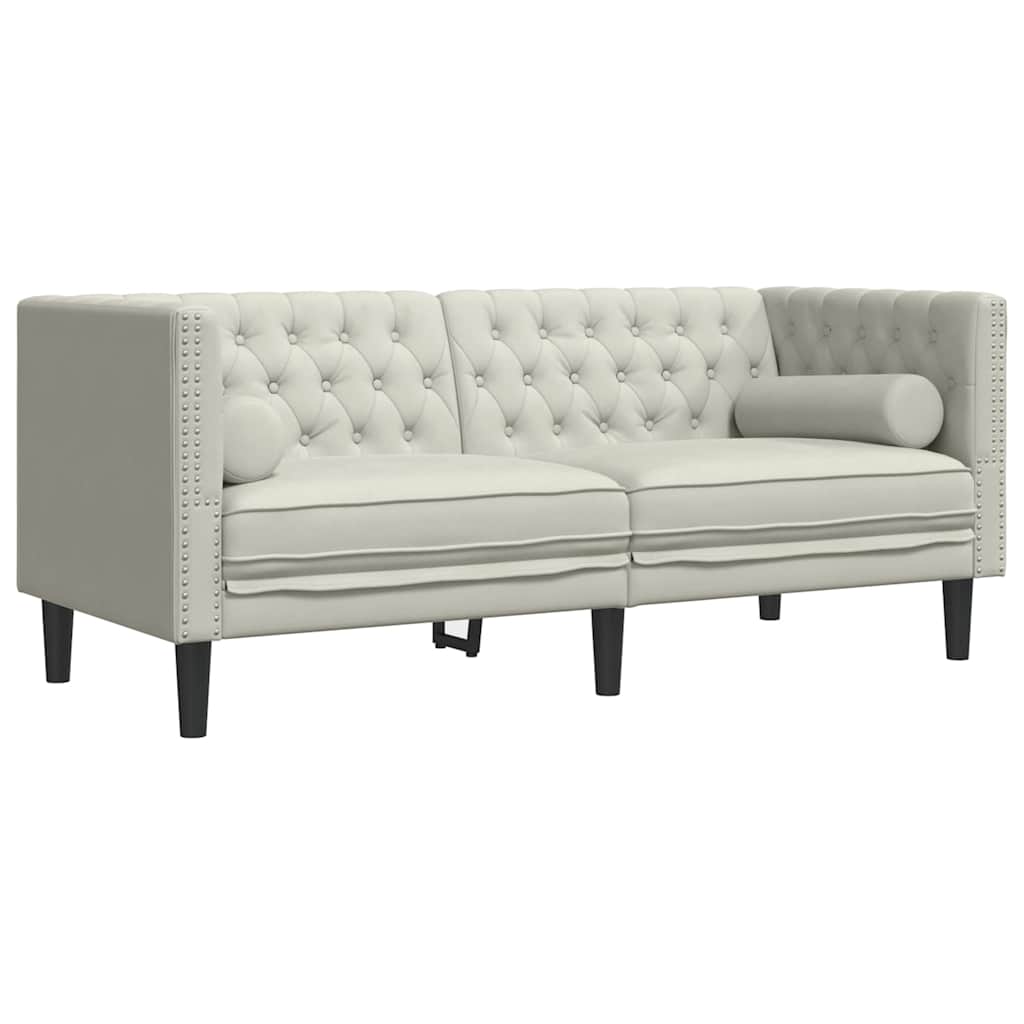 3 Pcs conjunto de sofás chesterfield com rolos veludo creme